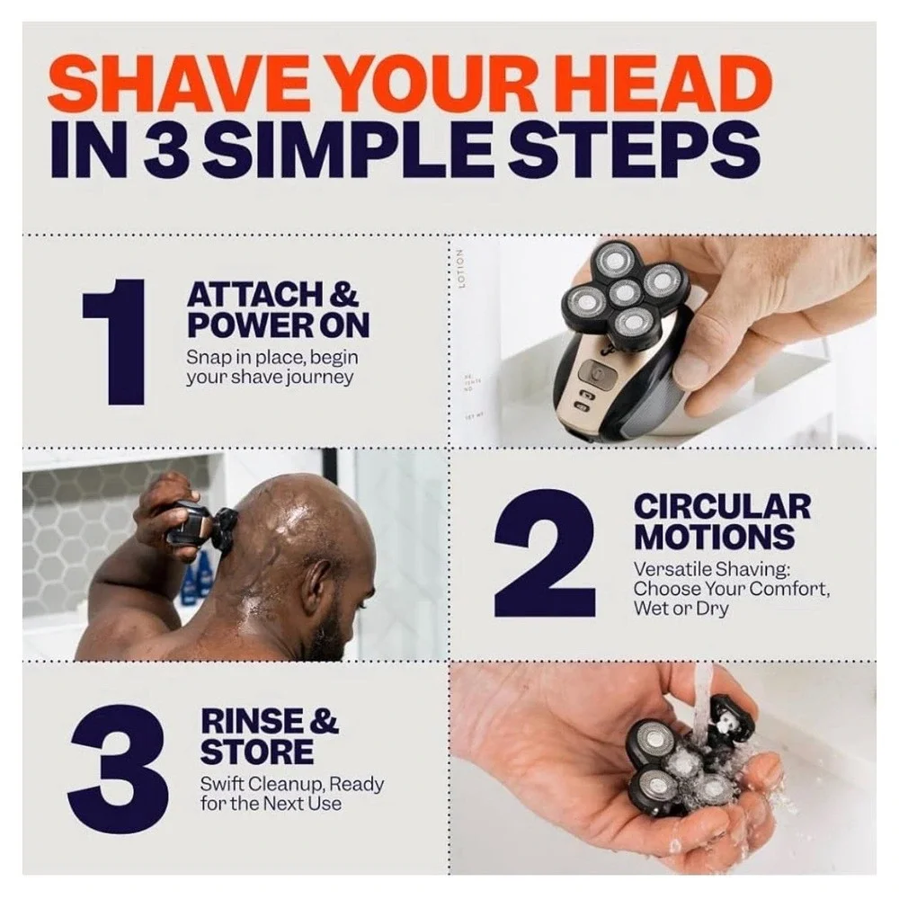 Freebird FlexSeries Electric Head Body Hair Shaver Cordless Waterproof Kit